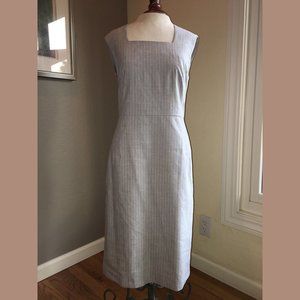 Linen Blend Sleeveless pinstripe sheath dress